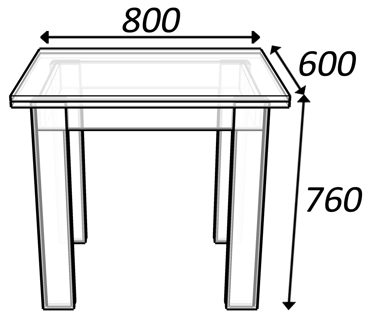 средний размер кухонного стола